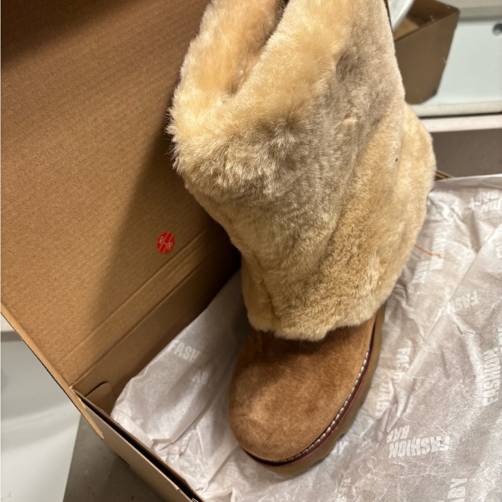 UGG Tan Fur-Lined Winter Boots